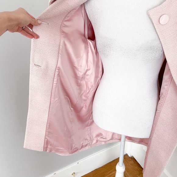 NWT Kate Spade Pink Tweed Dorothy Bow Coat Pearlpink Pea Coat Overcoat Small - Picture 9 of 12